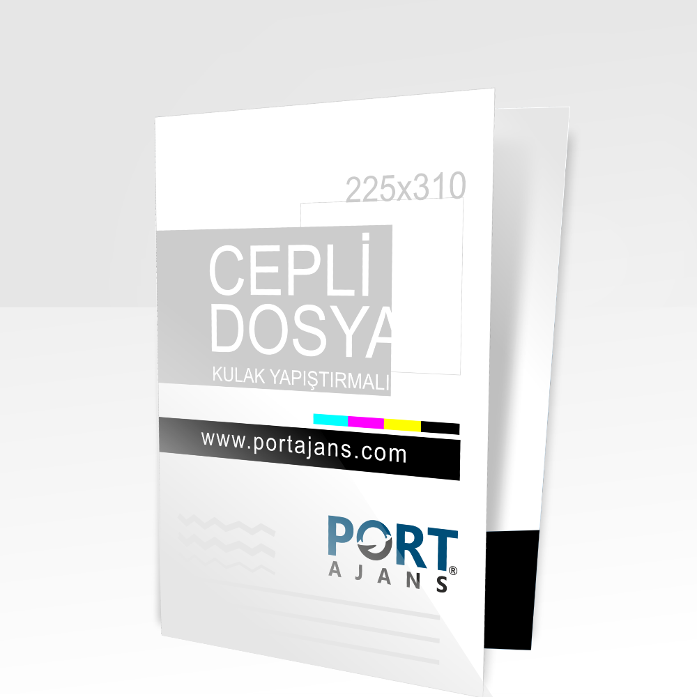 Cepli Dosya (Kulak Yapıştırmalı) 350 Gr. Kuşe Tek Yön Renkli Mat Selefonlu Kabartma Lak